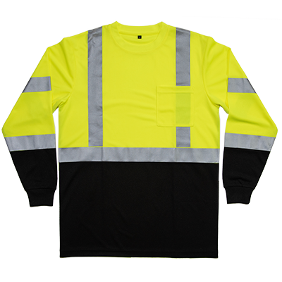 ANSI Class 3 Long Sleeve Black Bottom Pocket Tshirt